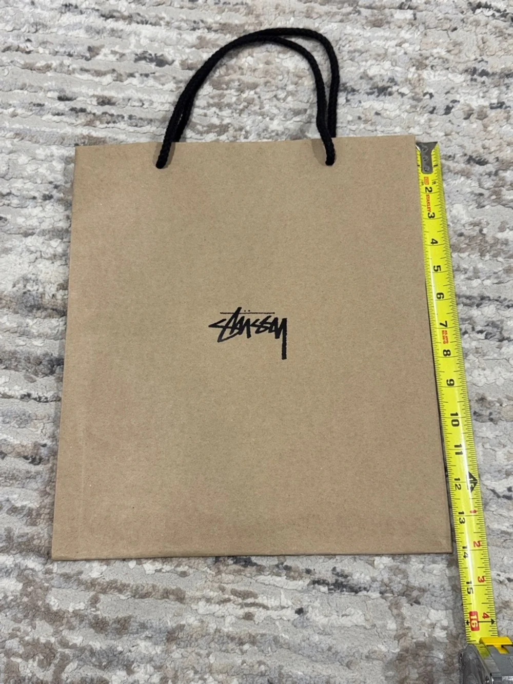 Stussy Brown paper Gift Bag with Black Logo and Handles